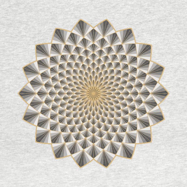 Gold, Black and White Optical illusion Mandala by MandalaSoul